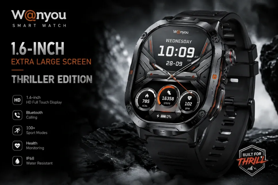 W@nyou 1.6-Inch Extra Large Screen Smartwatch